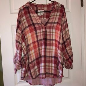 Pink plaid flannel tunic.